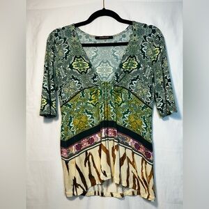 Roberto Cavalli Patterned V Neck Top